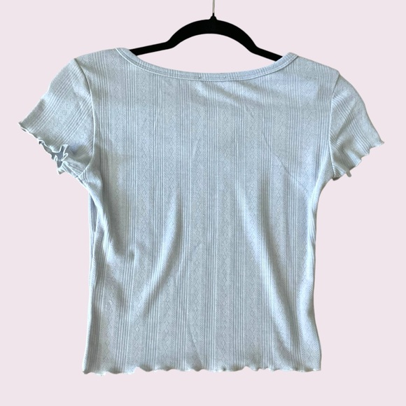 Boutique Baby Blue Pointella Short Sleeved Stretch Top - Picture 6 of 8